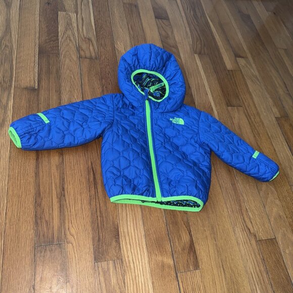The North Face Other - The North Face Reversible Infant Baby Hooded Jacket Quilted Blue Size 6-12 M